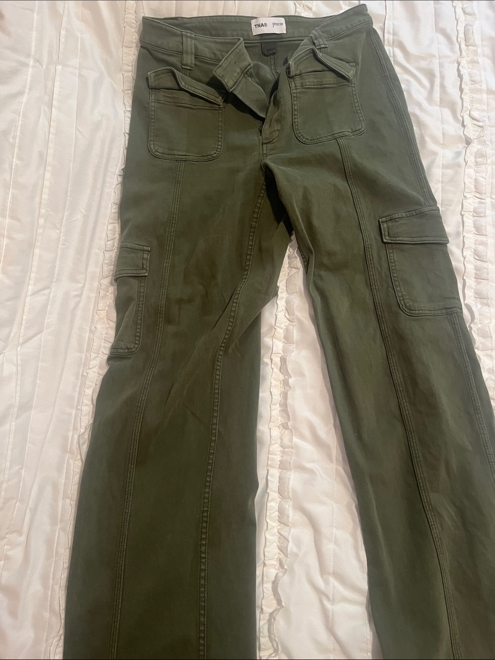 TNA Olive Green Cargo Track Pants